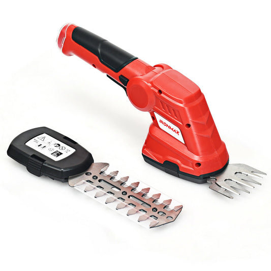 IRONMAX 3.6V 2-in-1 Cordless Grass Shear Cutter Shrub Trimmer w/Rechargeable Battery