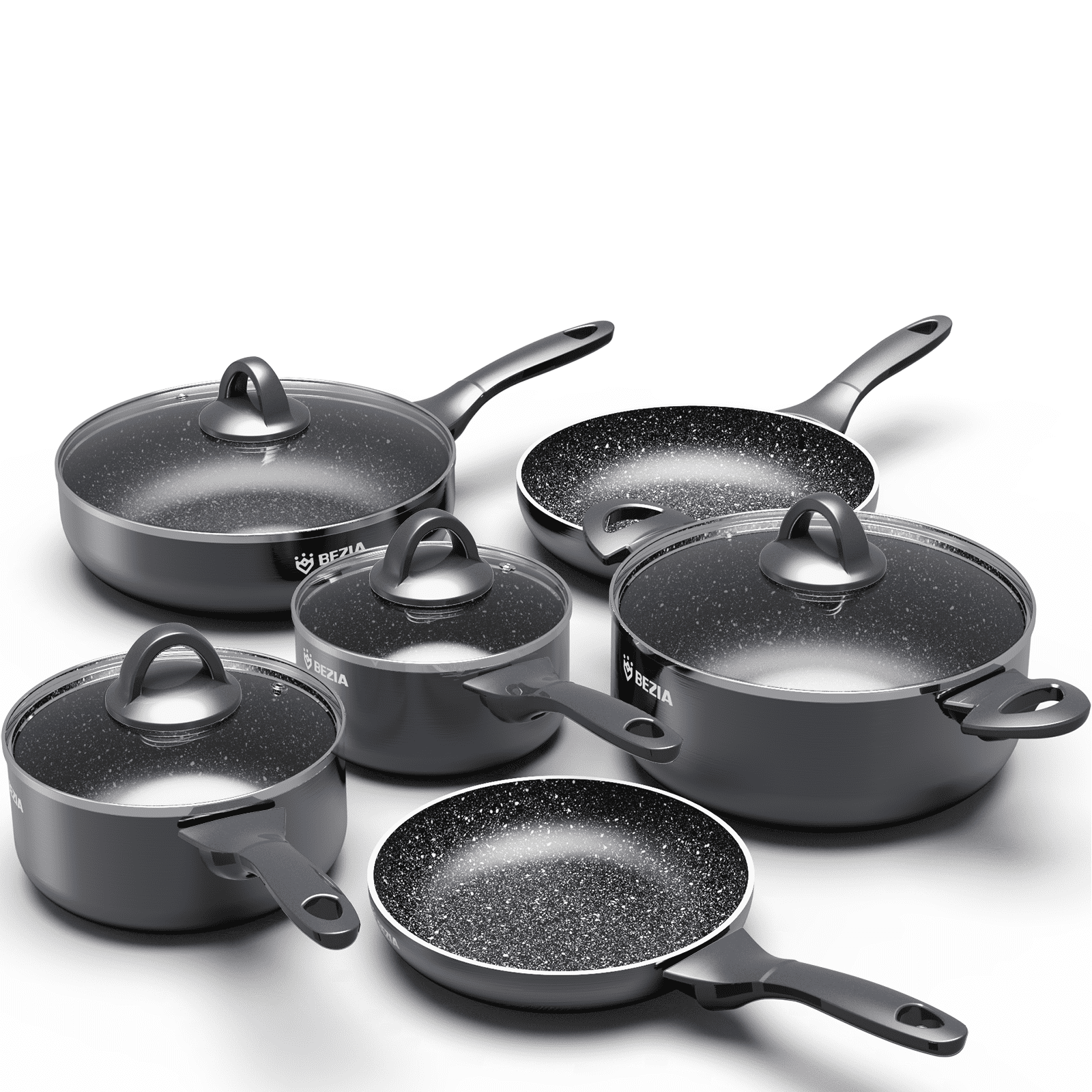 Induction Pots and Pans Set 10 Piece, Dishwasher Safe Nonstick Cooking Pans, Aluminum