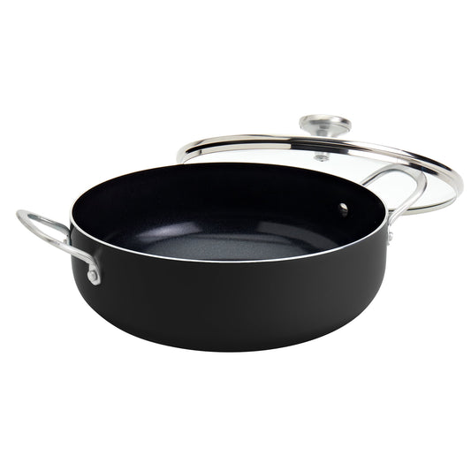 Infuse 10.5Qt Nonstick Aluminum Jumbo Covered Family Cooker, Black