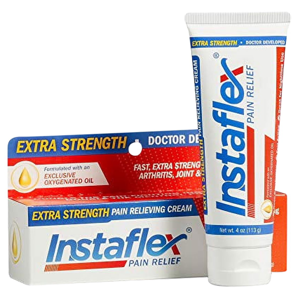 Instaflex Extra Strength Pain Relief Cream, with 2X The Pain-Fighting Ingredients, Rubs Out Your Toughest Muscle and Joint Pain (4 oz)