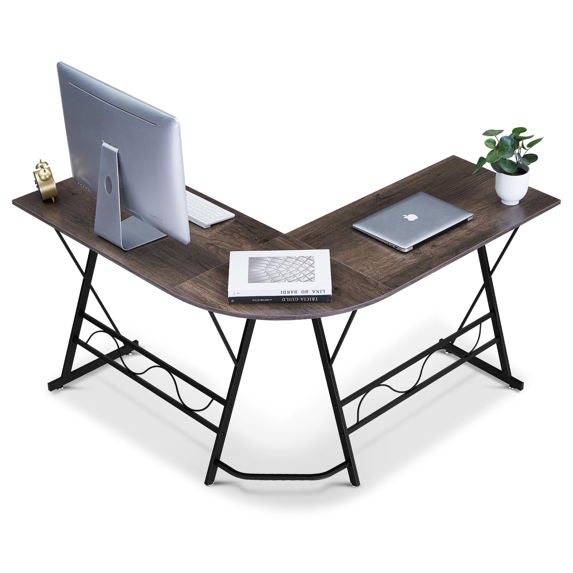 Ivinta L-Shaped Computer Corner Desk, 49.6 inch Gray Home Office Desk