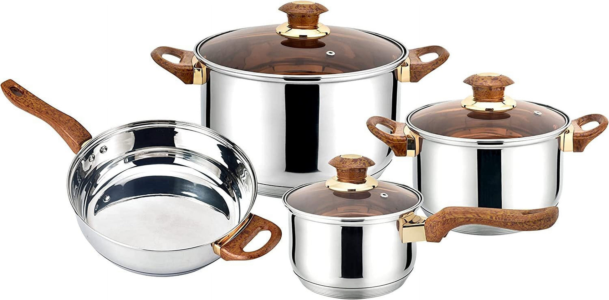 J&V TEXITLES Stainless Steel Cookware Pots and Pans Set, 7 Piece