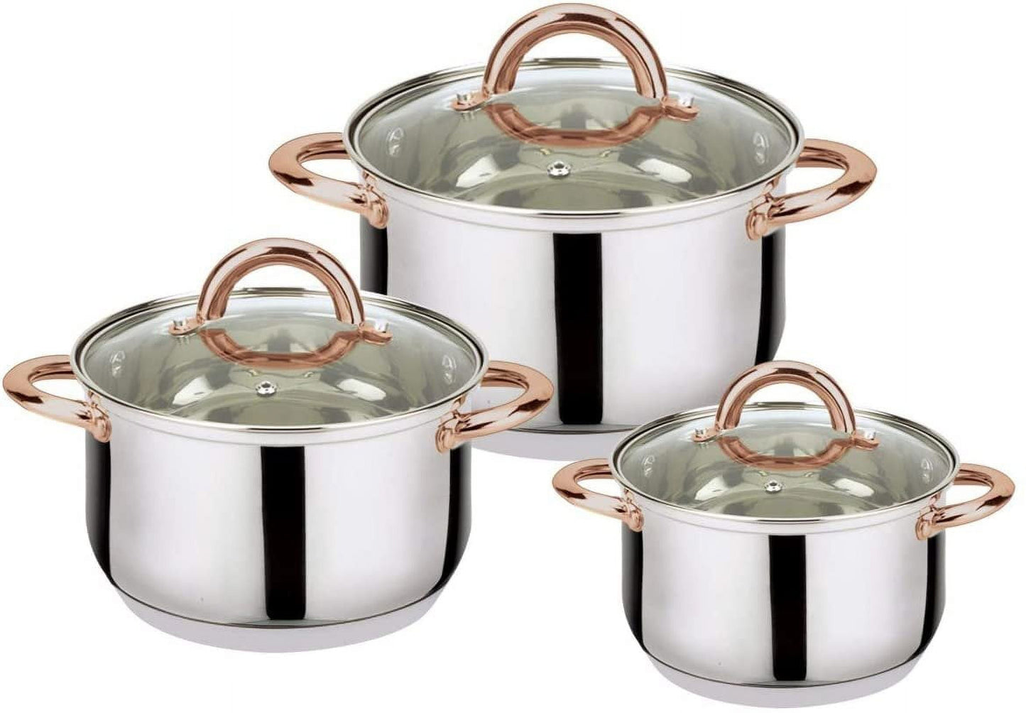 J&V TEXTILES 6-Piece Stainless Steel Casserole Set Pots and Lids