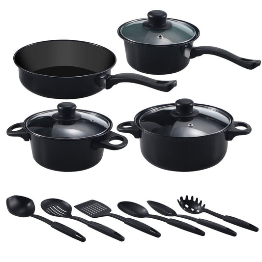 JahyElec Black 13 Piece Cookware Set Nonstick Pots Pans Home Kitchen Cooking Non Stick