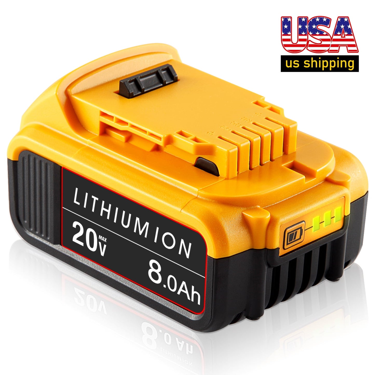 Jialitt Battery For Dewalt 20V Battery Max XR 8.0Ah Lithium Ion Battery DCB206-2 DCB205-2 DCB200 DCB204 DCB180