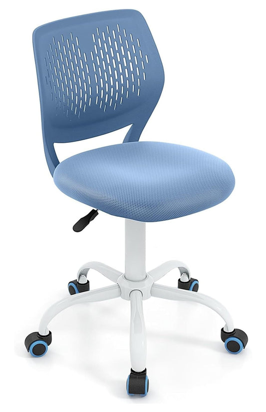 Jiowenm Small Desk Chair with Wheels Home Office Chair Back Armless Computer Task Chair Adjustable Swivel Rolling Chair for Small Space Blue