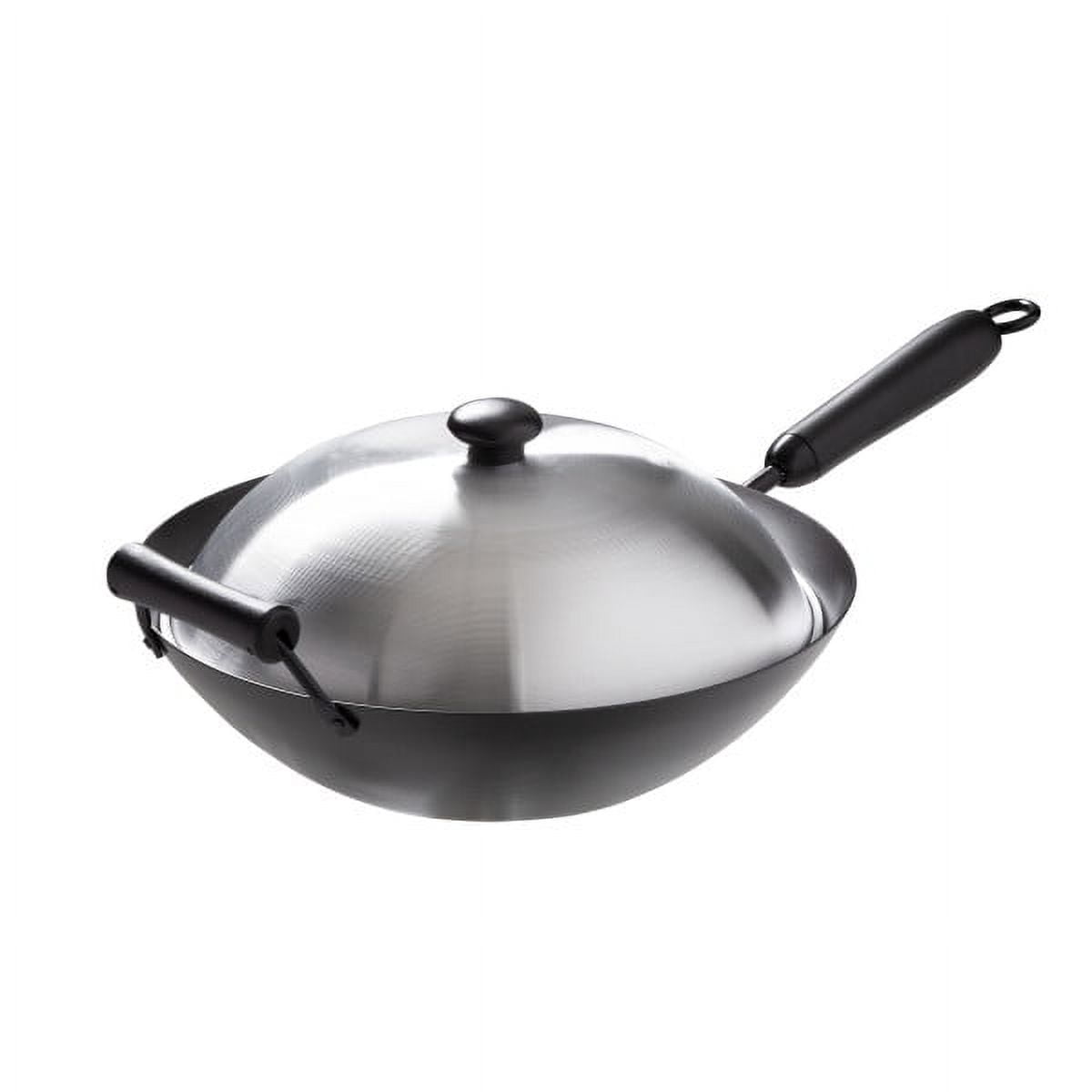 Joyce Chen 14-Inch Carbon Steel Nonstick Wok Set with Lid and Bakelite Handles, 4 Pieces