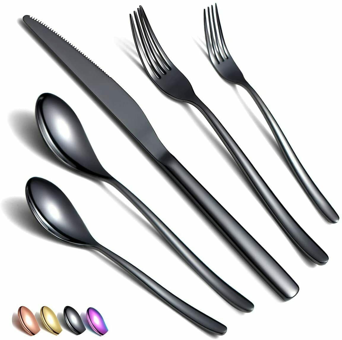 Just Houseware Gold Silverware Set 20 Pieces, Stainless Steel Flatware Set, Titanium Plating Cutlery Set, Service Set for 4