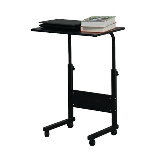 KAAYEE Rolling & Height adjustable P2 15MM Chipboard & Steel Side Table with Baffle,Black