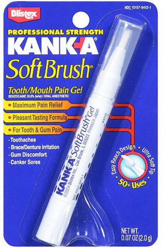 Kank-A Soft Brush Tooth/Mouth Pain Gel Professional Strength 0.07 oz (Pack of 3)