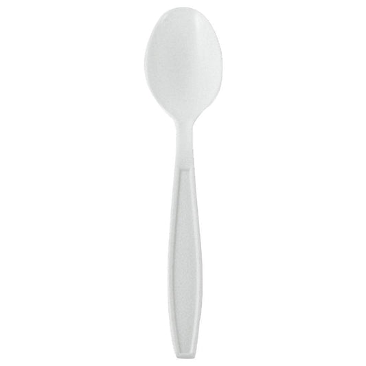 Karat U2033W PP Plastic Extra Heavy Weight Tea Spoons For take-out food, Cafteria, Food cart, white, 1,000 ct