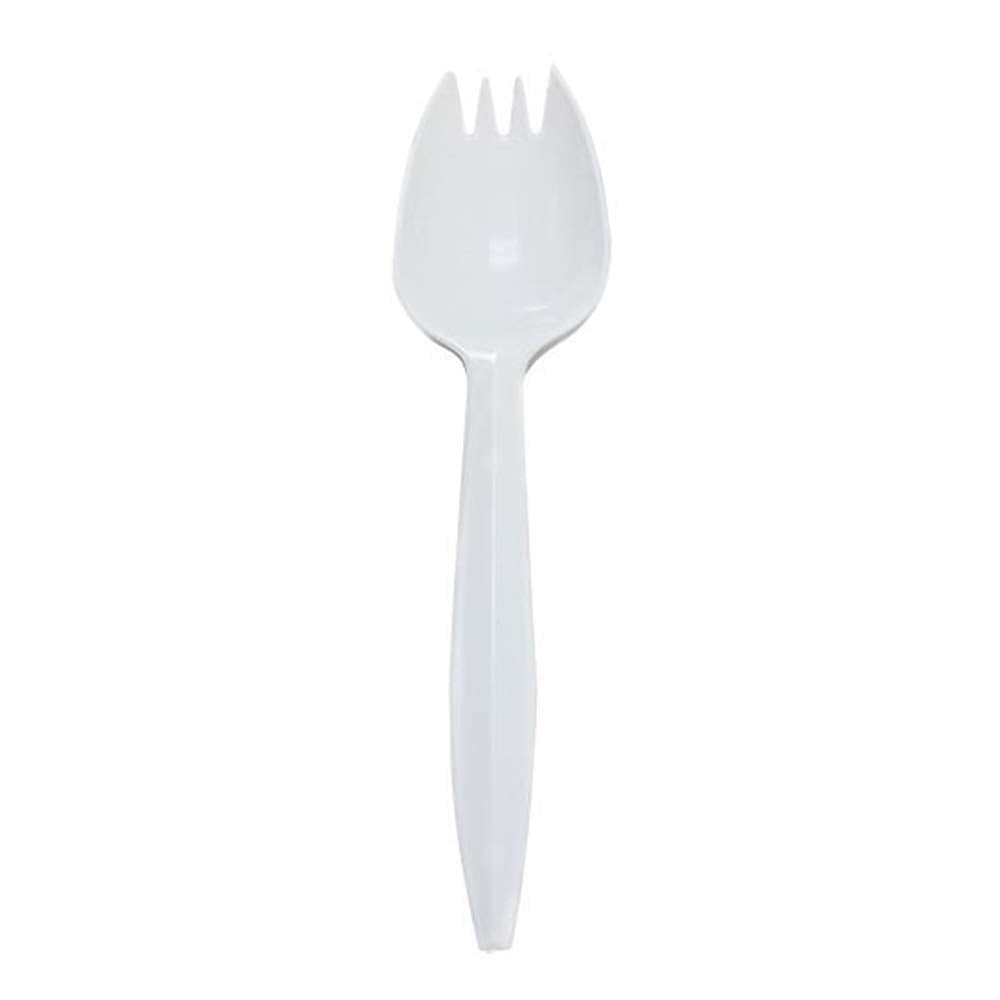 Karat U2210W PP Plastic Medium Weight Disposable Sporks for take-out, Camping, Cafeteria, White, 1,000 ct