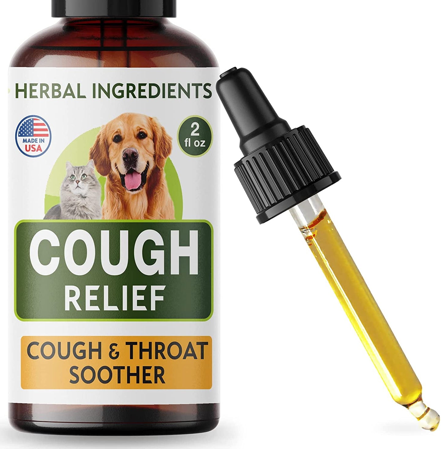 Kennel Cough Herbal Drops for Dogs & Cats - Cough Relief - Throat Soother - Homeopathic Respiratory Support - Dry, Wet Pet Cough and Cat Asthma, Sinus Congestion Treatment - Made in US - 2 Fl Oz