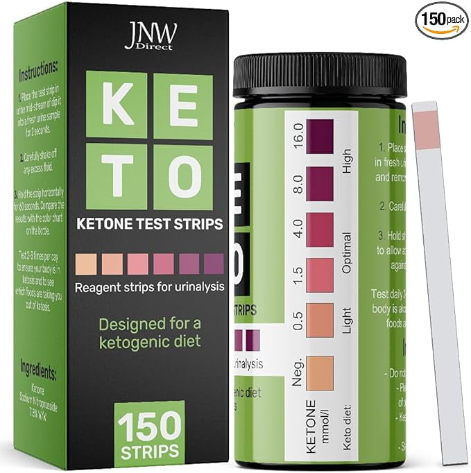 Ketone Test Strips, 150 Keto Test Strips for Keto, Low Carb Diet - Urine Test Strips, Ketosis Strips Test Urine, Keto Strips, Ketone Urinalysis Test Strips, Ketones Test Kit - Free eBook - JNW Direct