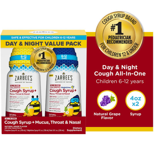 Zarbee's Children's All-In-One Cough Syrup, Day Night Pack, 2x4 fl. oz