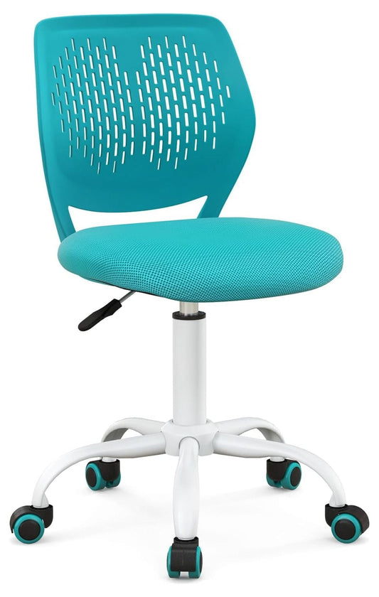 Killeryuki Kids Desk Chair, Children Armless Study Chair with Adjustable Height, Ergonomic Kids Office Chair with Wheels, Rolling Swivel Mesh Task Desk Chair for Girls Boys Teens, Turquoise