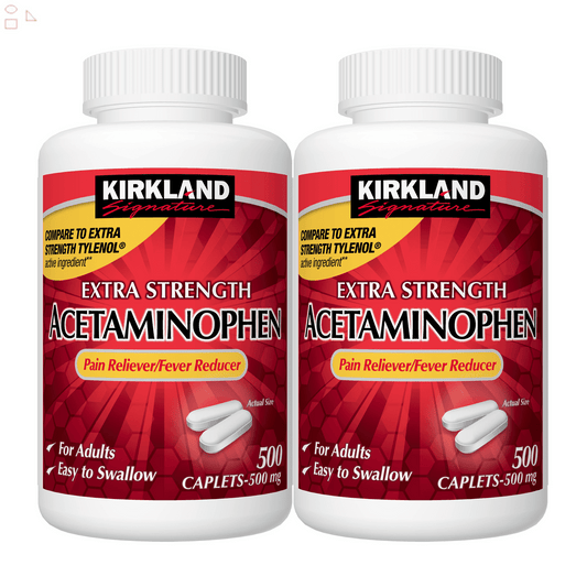 Kirkland Extra Strength Acetaminophen 500 Mg., 1,000 Caplets | Compare To Tylenol Extra Strength Active Ingredients