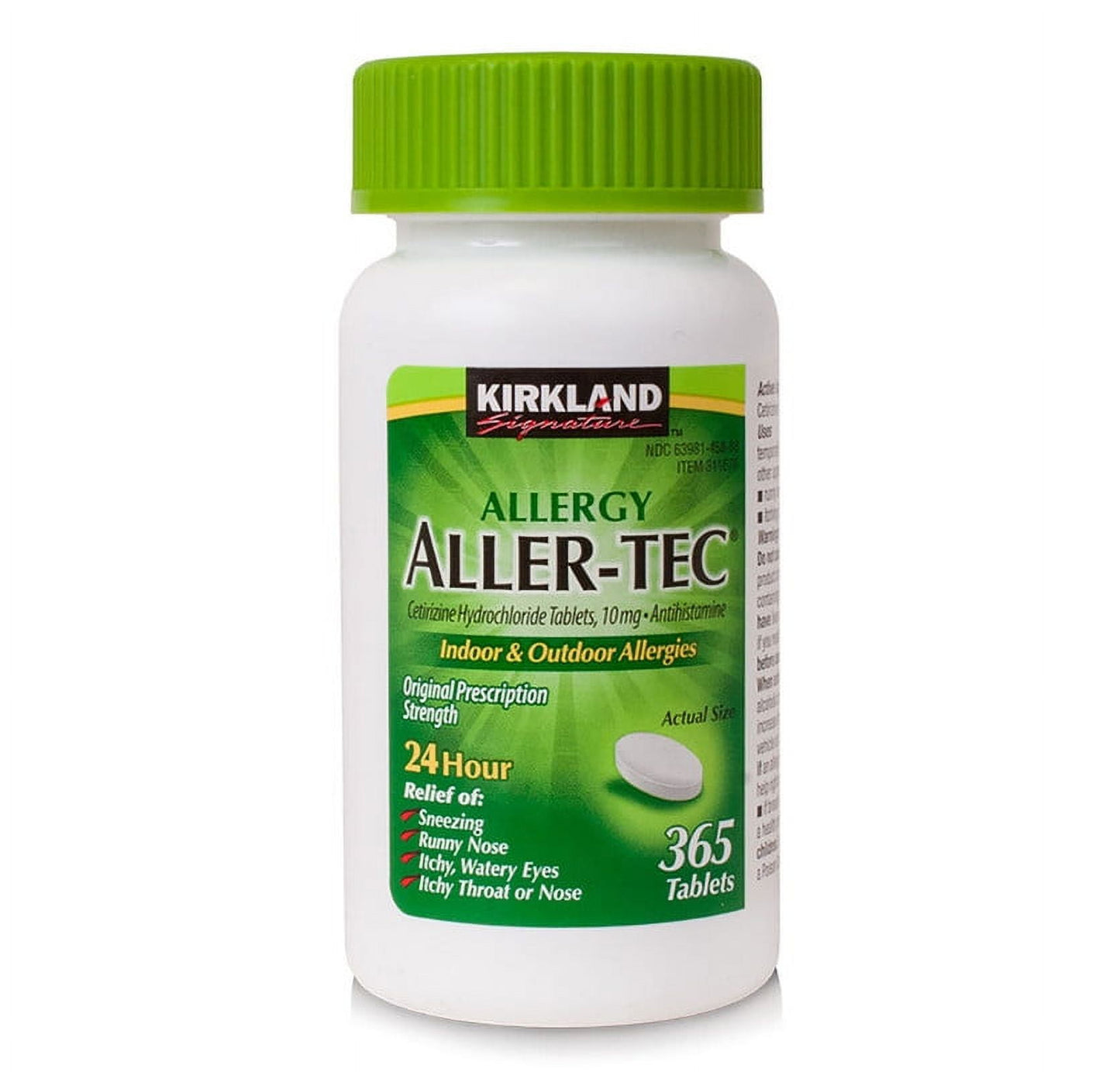 Kirkland Signature Aller-Tec Cetirizine Hydrochloride Tablets, 10 mg, 365 Count