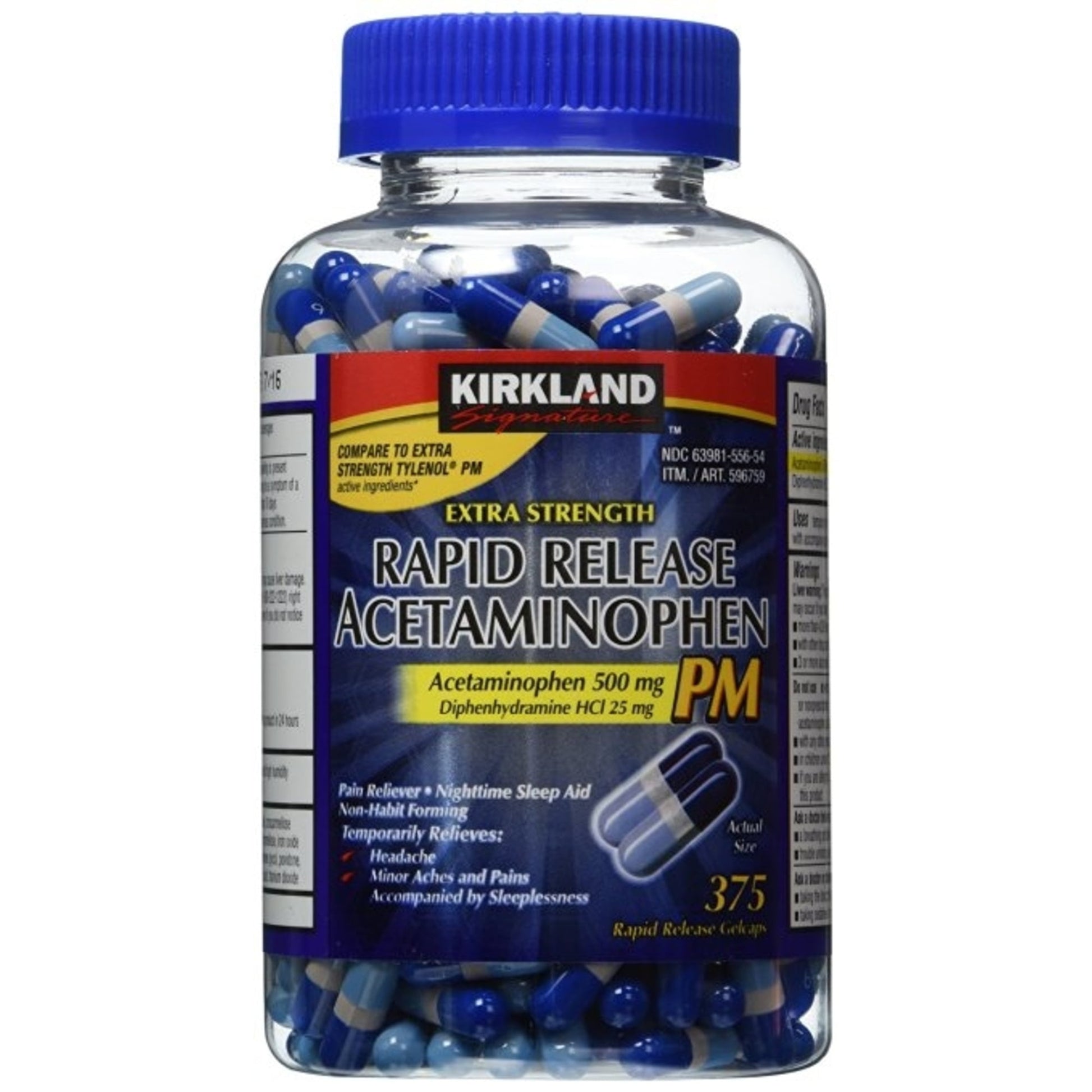 Kirkland Signature Extra Strength Rapid Release Acetaminophen PM 500mg - 375 Gelcaps