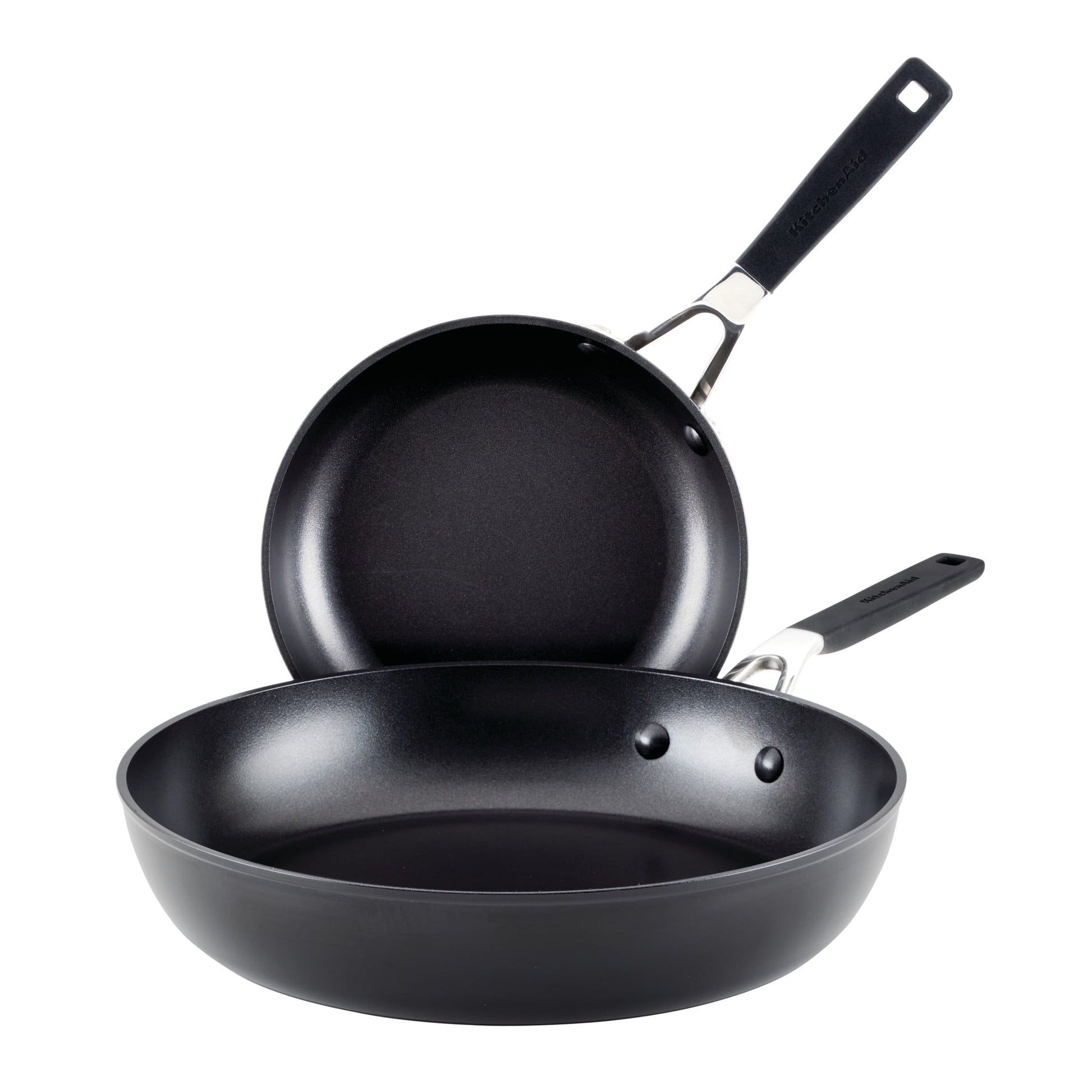 KitchenAid Hard Anodized 12.25" and 8.25" Nonstick Frying Pan Set, Onyx Black