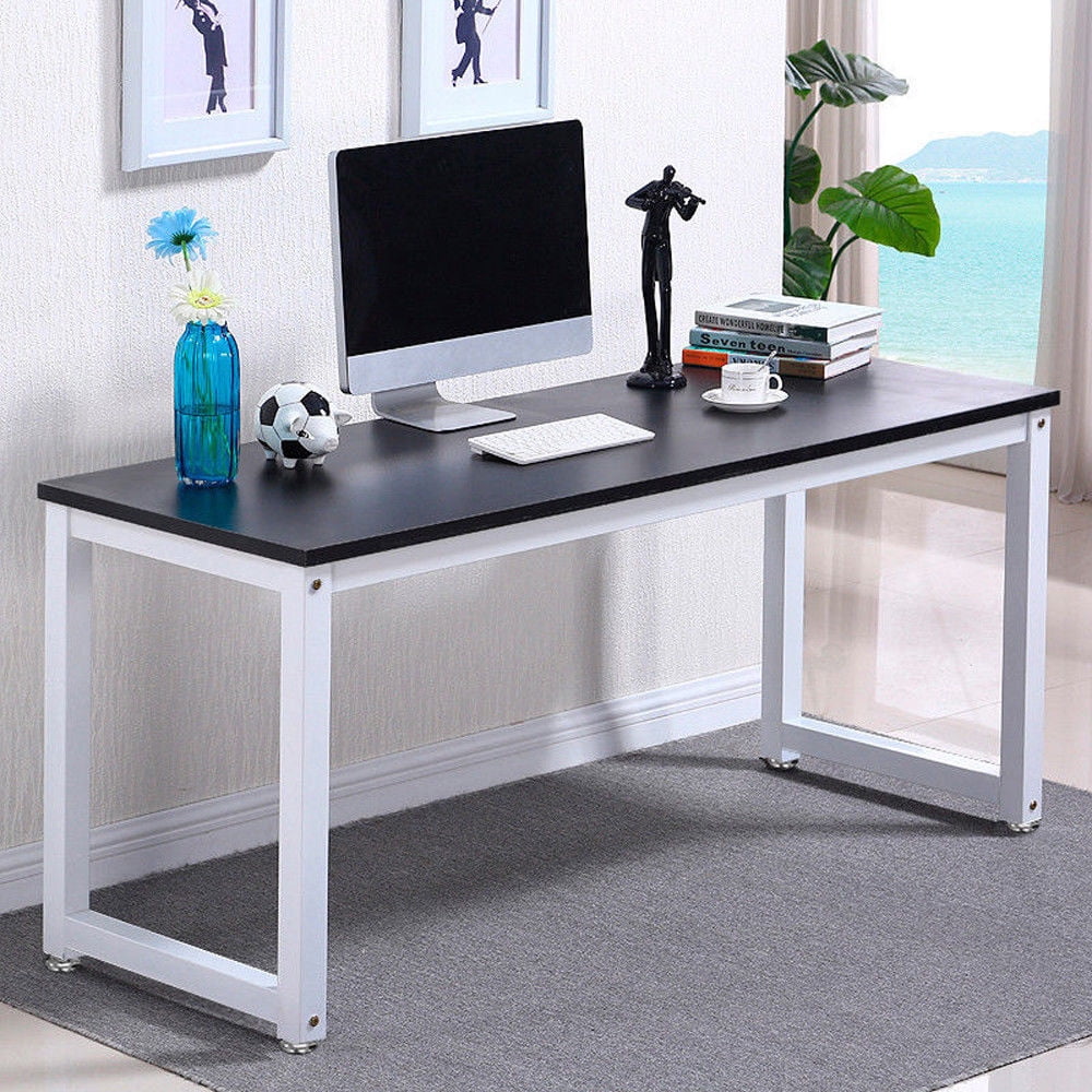 Ktaxon Office Computer Desk with Metal Leg Writing Study Table Home Office,Black Finish