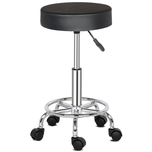 Ktaxon PU Leather Hydraulic Salon Stool, Height Adjustable Rolling Stool for Spa Massage Office Task Chair