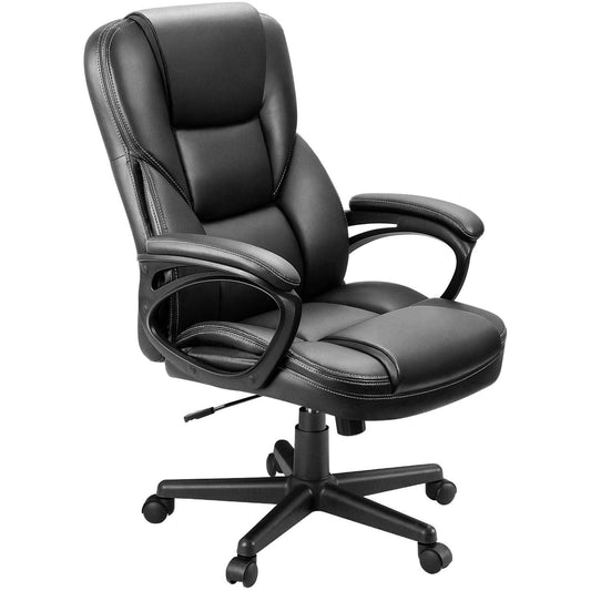 Lacoo Faux Leather High-Back Executive Office Chair with Lumbar Support, Black