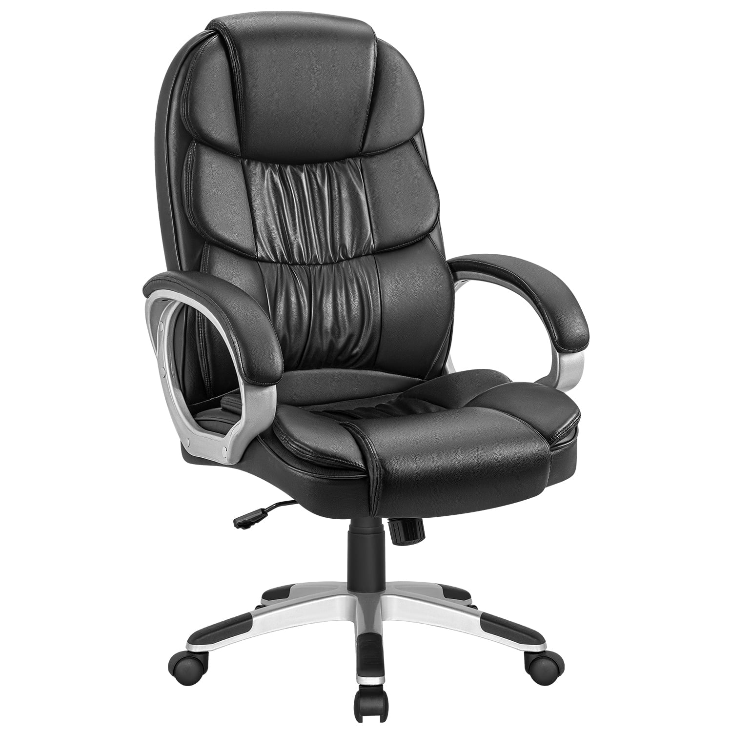 Lacoo Faux Leather High Back Office Chair Ergonomic Executive Chair Swivel Computer Desk Chair with Lumbar Support, Black