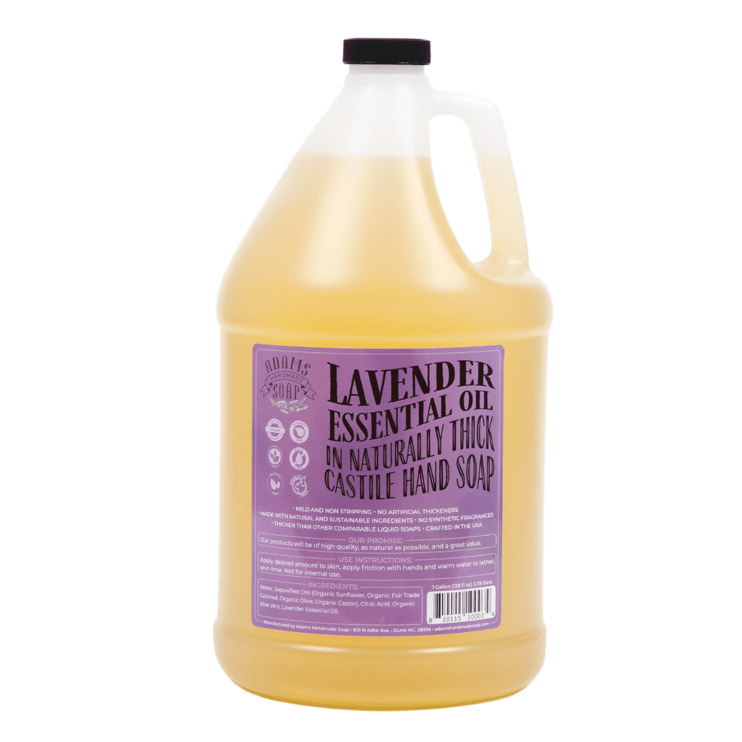 Lavender Organic Liquid Castile Hand Soap 1 Gallon Refill Adams Handmade Soap