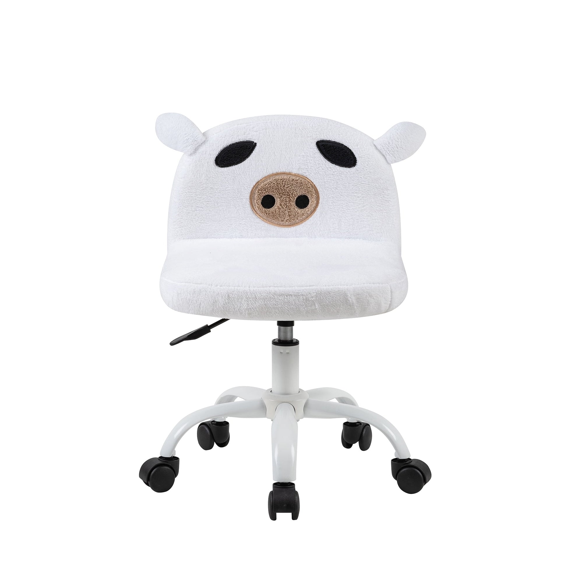 Leejay White Fuzzy Desk Chair for Teen Girls, Adjustable Armless Swivel Rolling Vanity Chair