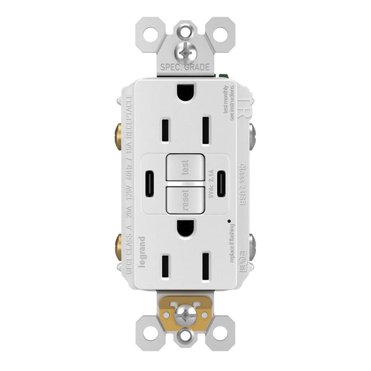 Legrand 1597Trusbcc Radiant 15 Ampere Tamper-Resistant Self-Test Gfci Electrical Outlet -