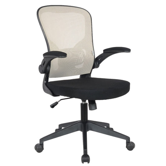 LeisureMod Newton Modern Adjustable Height Mesh Swivel Office Chair With Flip Up Armrests