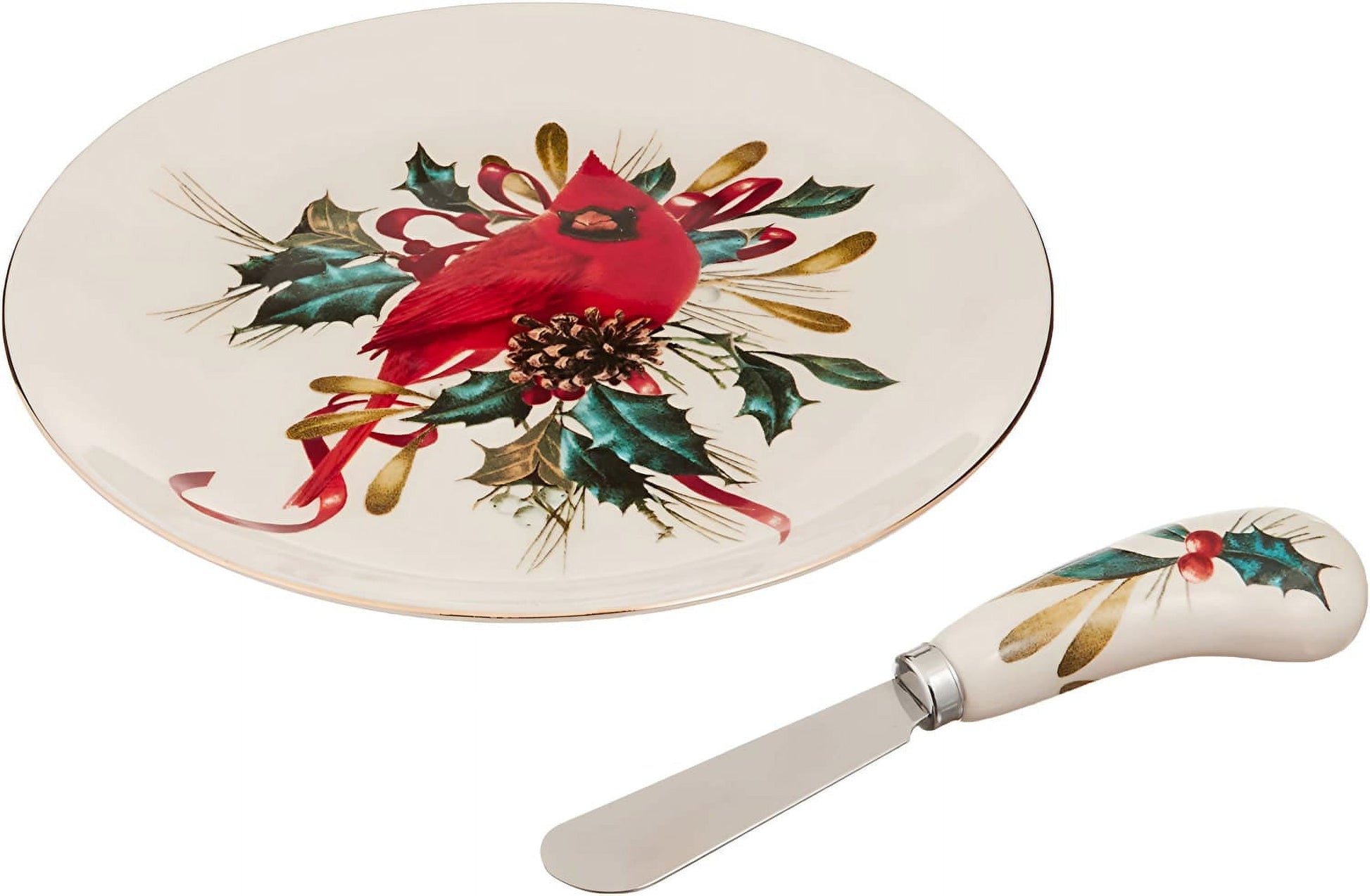 Lenox Winter Greetings Cheese Plate And Knife Set, Ivory