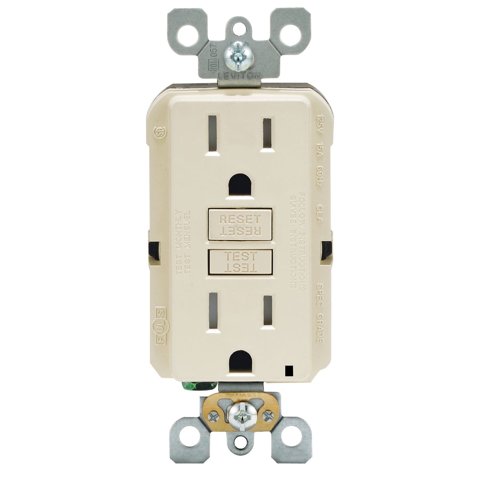 Leviton M96-GFTR1-03T 15 Amp Light Almond GFCI Receptacle 3 Count