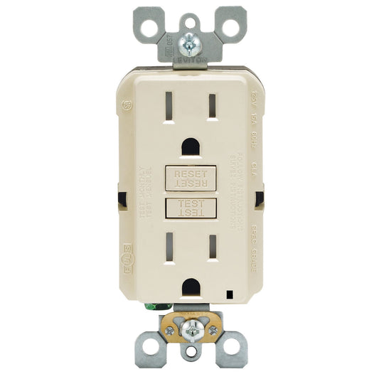 Leviton M96-GFTR1-03T 15 Amp Light Almond GFCI Receptacle 3 Count