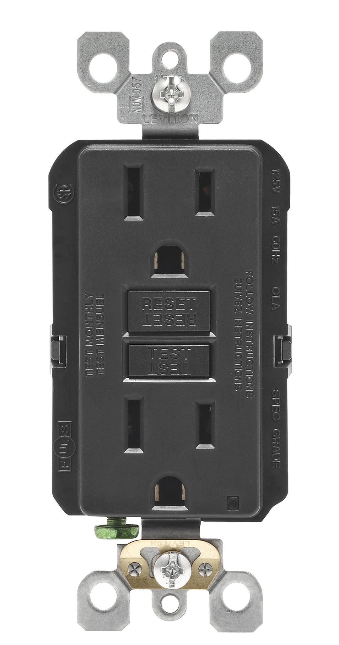 Leviton R04-GFNT1-0KE 15 Amp Black SmartlockPro Non-Tamper Resistant GFCI