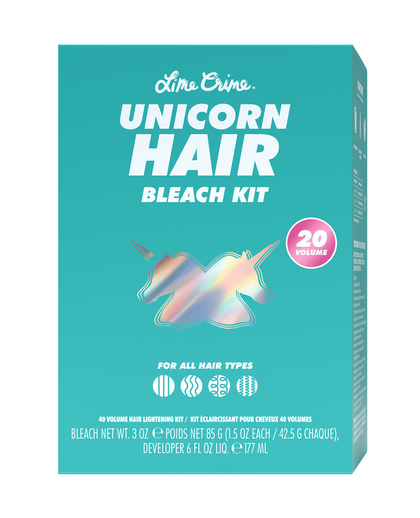 Lime Crime Unicorn Bleach Party, 20 Volume Hair Lightening Kit, 3 Piece Set