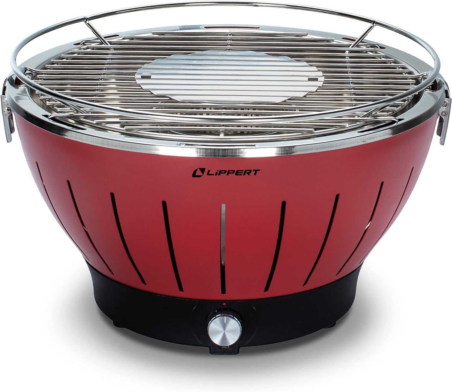 Lippert Odyssey Portable Grill - Compact and Versatile Charcoal Grill for Camping, Tailgating, and Outdoor Cooking - Lightweight and Durable Design with Large Cooking Surface - Red