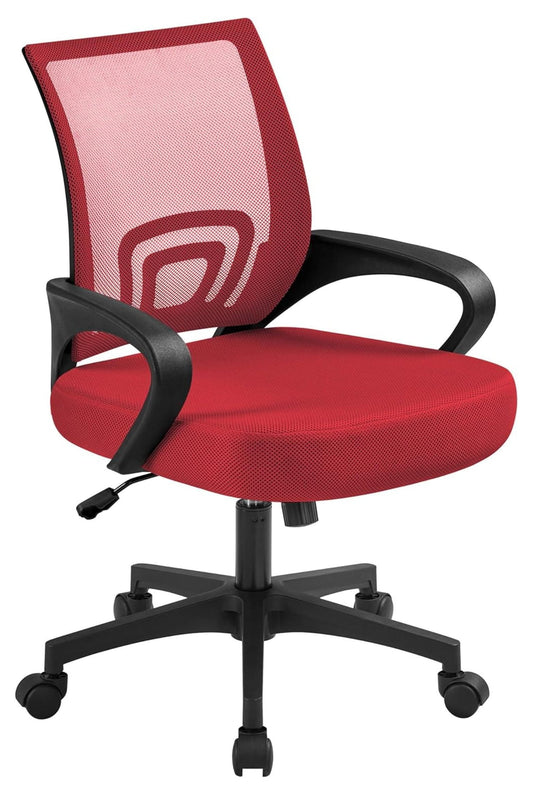 Liuyao Executive Office Chair Ergonomic Desk Chair Computer Task Chair Mesh Chair with Armrests and Lumbar Support for Home Office Conference Study Room, Red