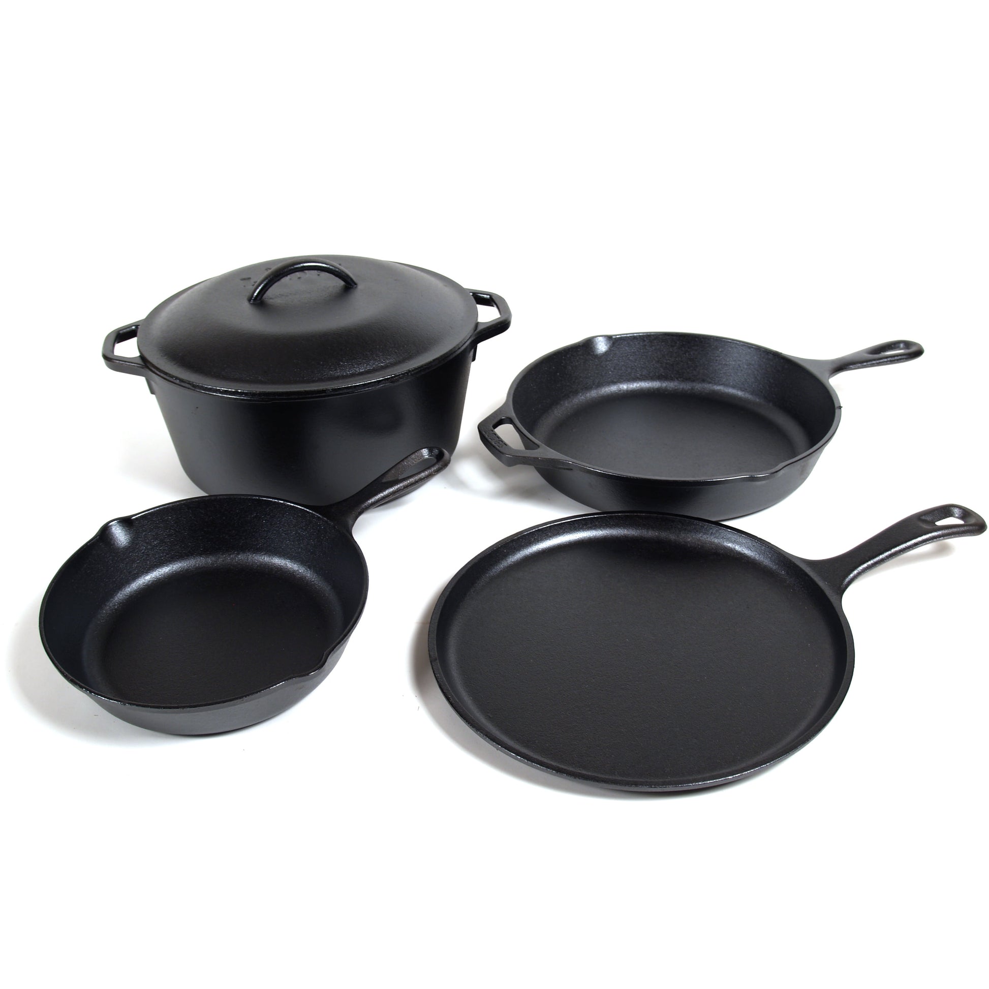 Lodge Cast Iron Seasoned 5-Piece Set with Skillet, Griddle & Dutch Oven