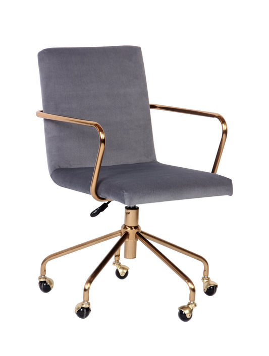 Logan Rolling Desk Chair in Gray & Gold