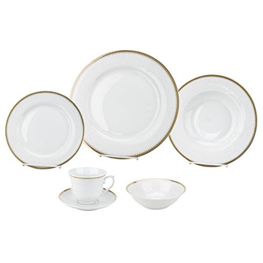 Lorenzo Import  24 Piece Porcelain Dinnerware Service, Gold - for 4 Georgette