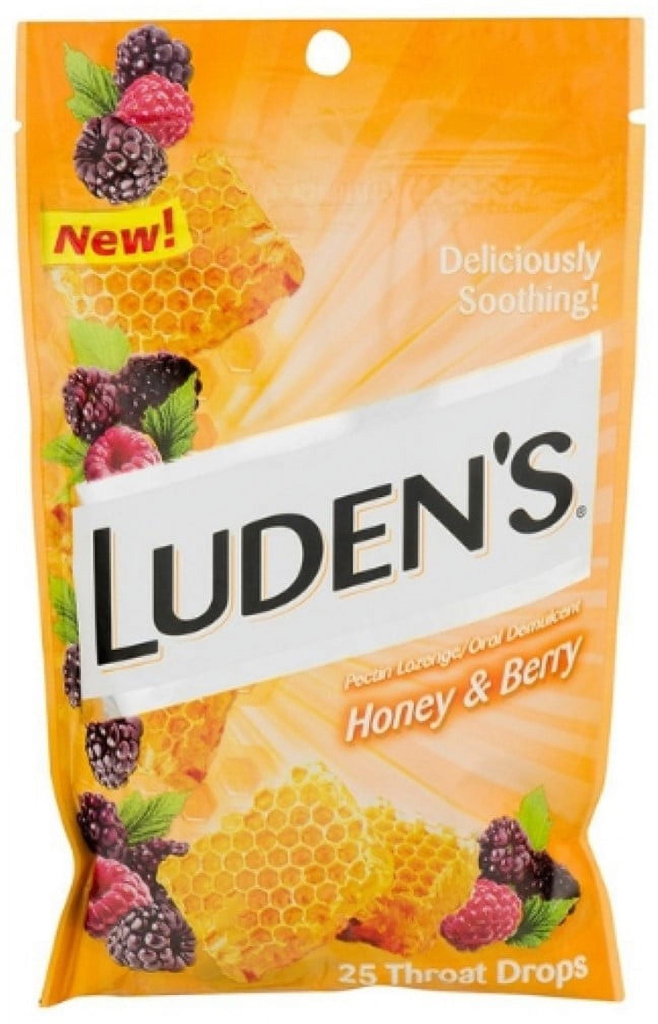 Ludens Deliciously Soothing Throat Drops, Honey & Berry Flavor, 25 ea