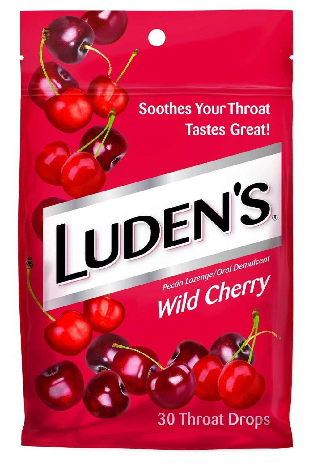 Ludens Throat Drops - Wild Cherry - 30 Count Throat Drops Per Package - Pack of 5