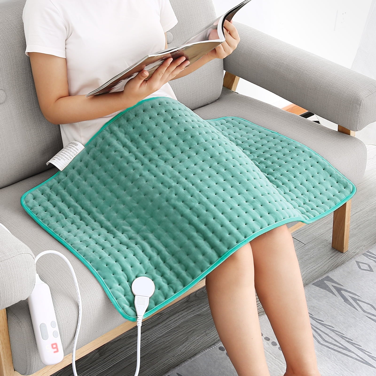 Large Heating Pads, 18"x33" Extra Large Super Soft Heating Pad, 2 Hours Timer, 6 Temperature Settings, Fast Heating for Neck Back Shoulder Relief and Cramps