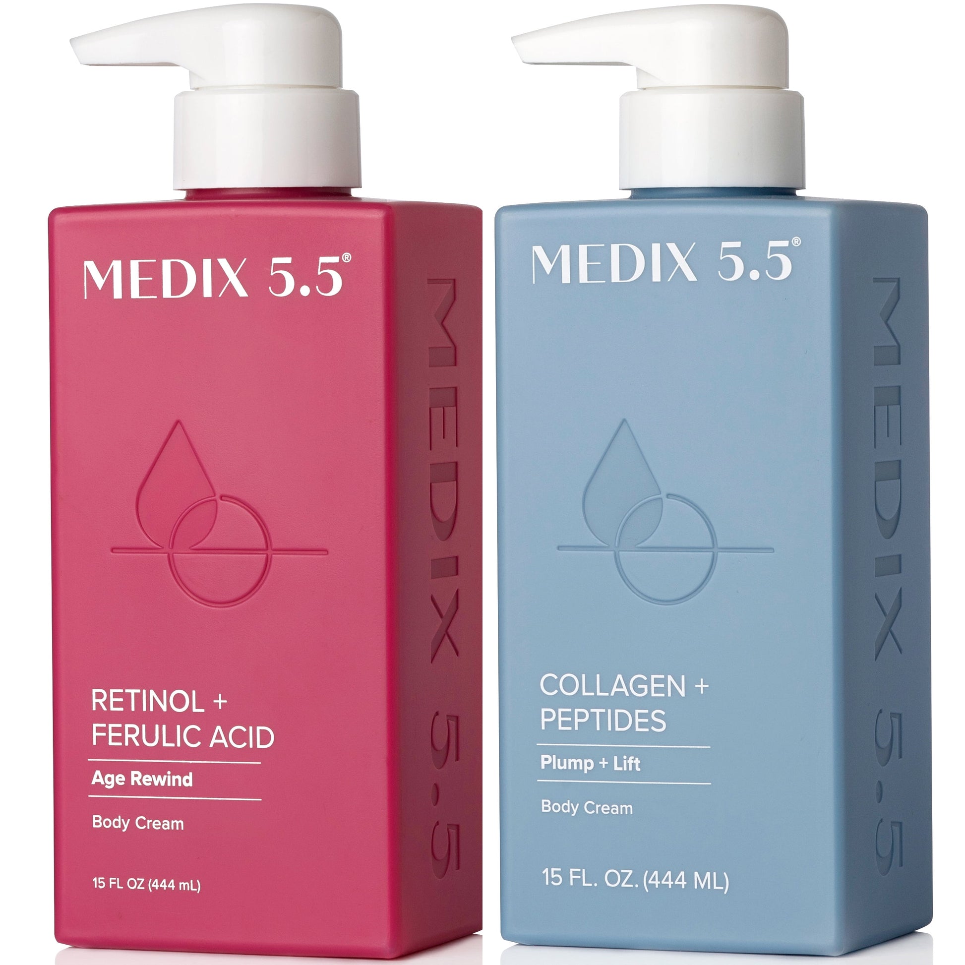 MEDIX 5.5 Anti Aging Retinol Body Cream + Moisturizing Collagen Lotion, 2-Pack, 15 fl oz