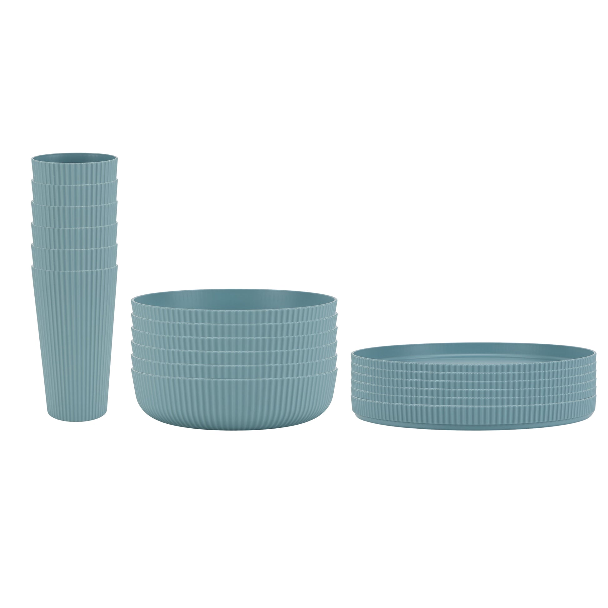 Mainstays 18-Piece Eco-Friendly Recycled Plastic Dinnerware Set, Blue