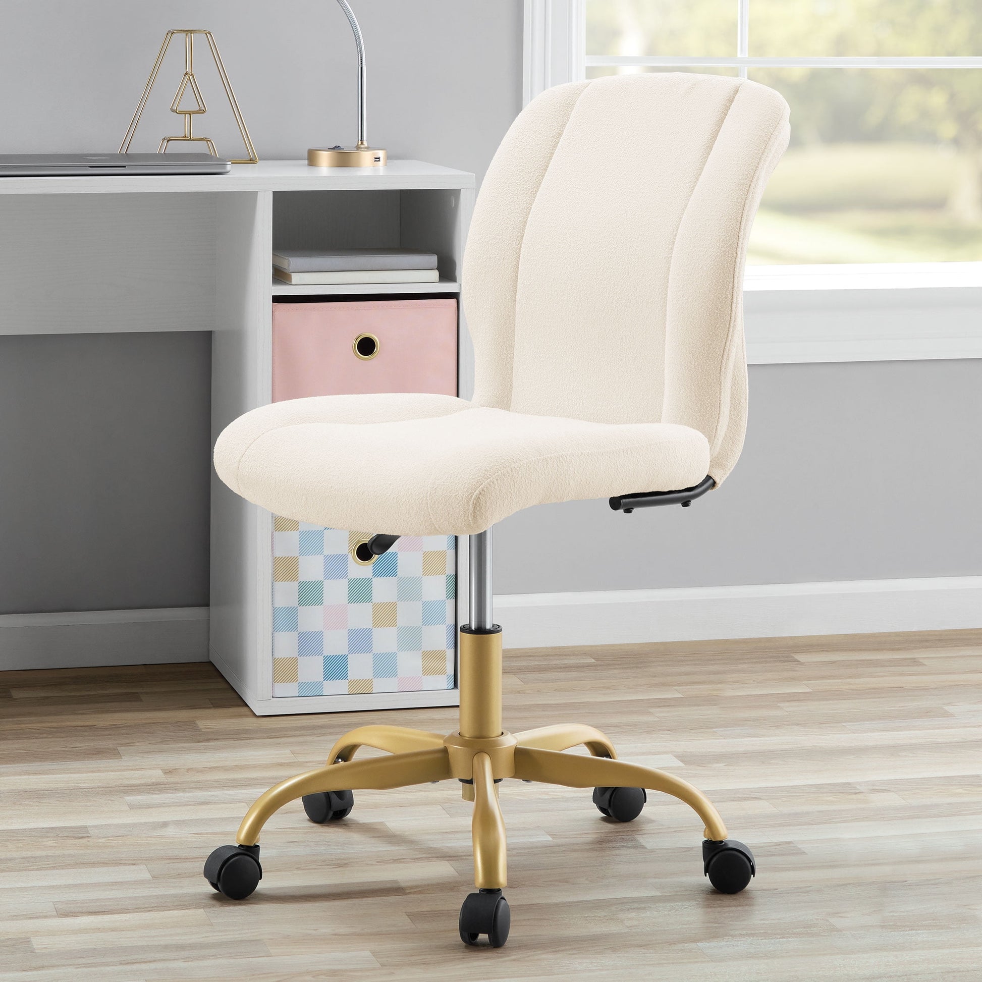 Mainstays Bouclé Armless Office Chair, Cream