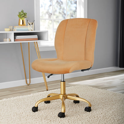 Mainstays Plush Velvet Office Chair, Blush