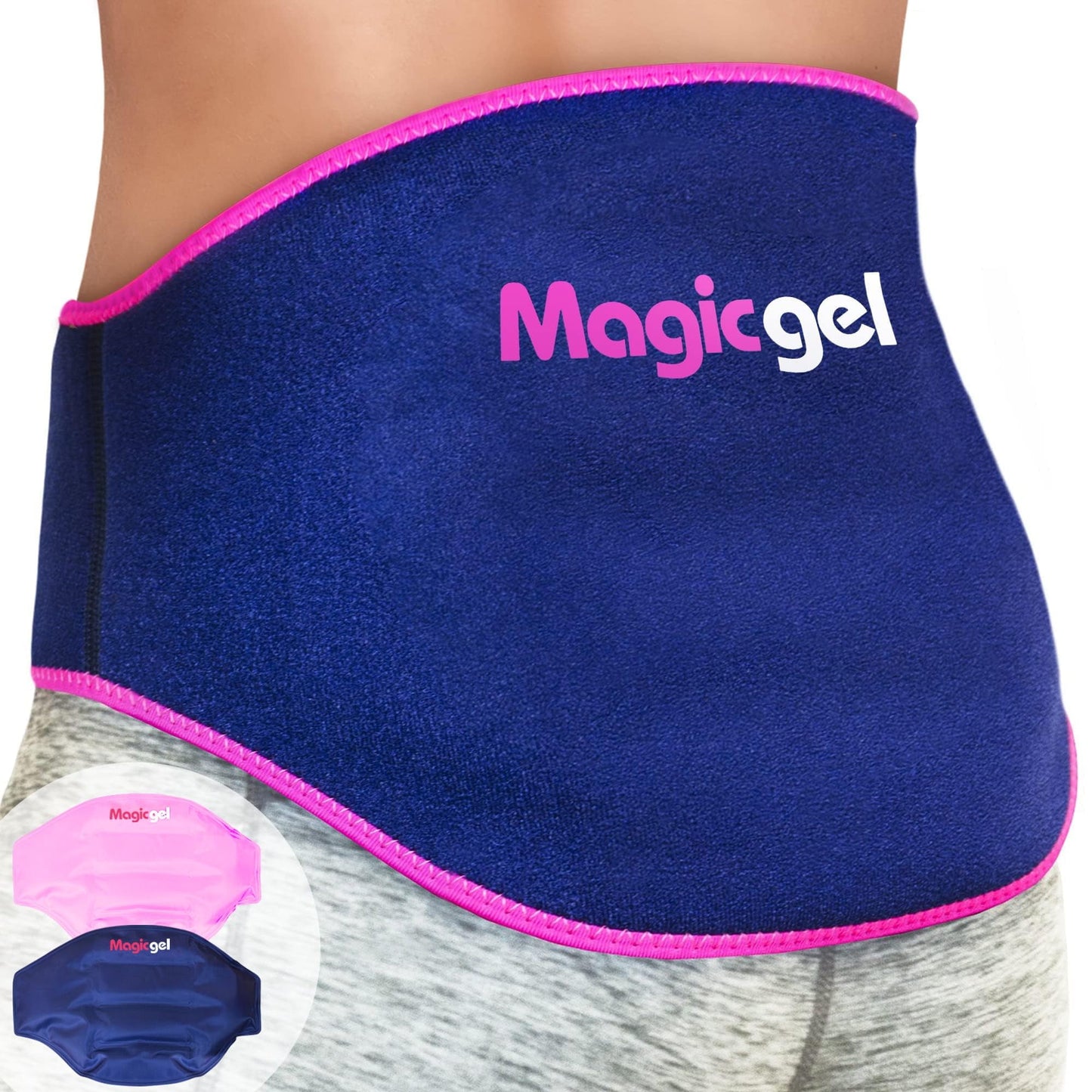 Magic Gel Adjustable Cold or Hot Pack with 2 Pack Lower Back Wrap